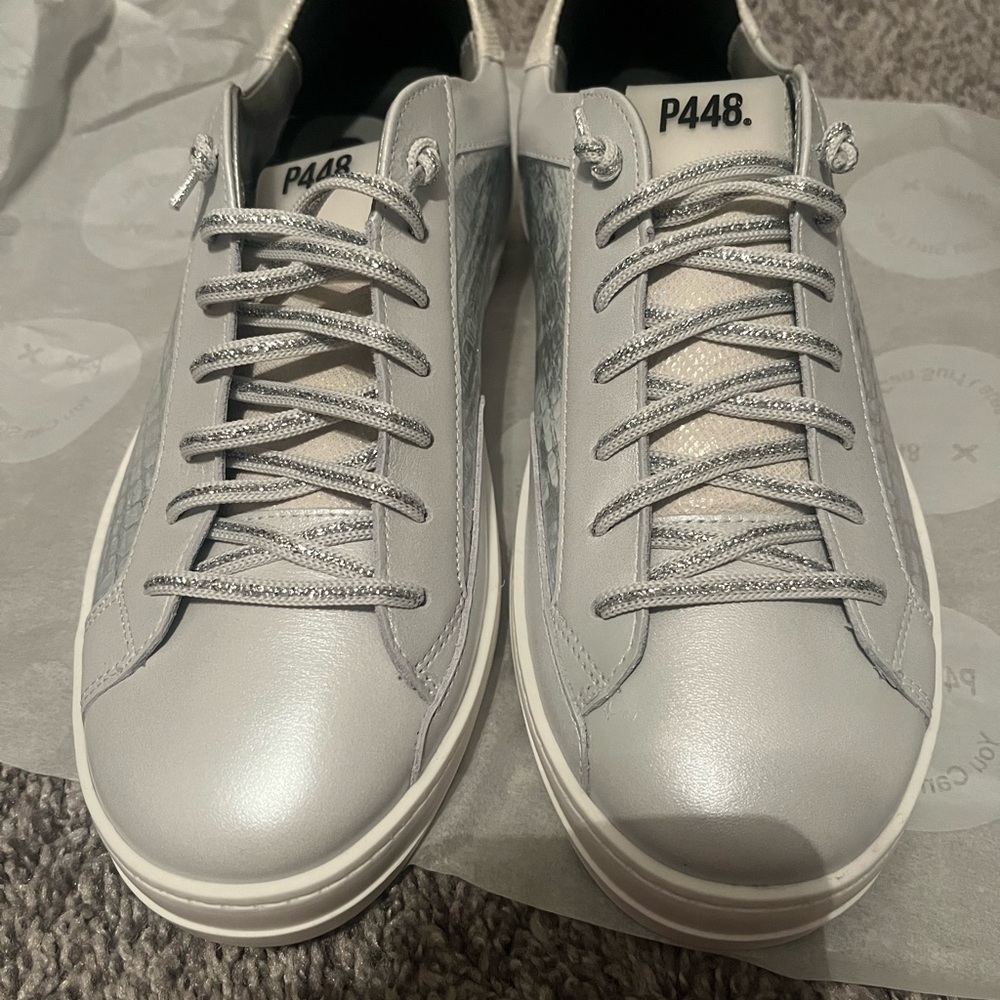 NWT P448 John Croc Embossed Sneaker (Women) Nebbia/Cra Size 39 - Picture 4 of 14